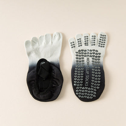 Hanging Dyed Yoga Socks Non-slip Women's Five Fingers