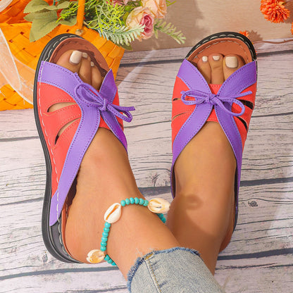 Plus Size Hollow Fish Mouth Wedge Slippers
