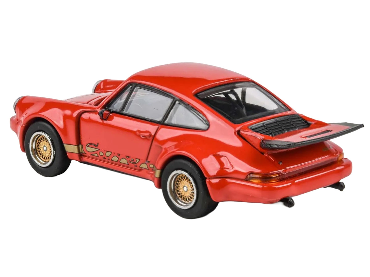 Porsche 911 Carrera RSR 3.0 Guards Red with Gold Stripes and Wheels 1/64 Diecast Model Car by Paragon Models