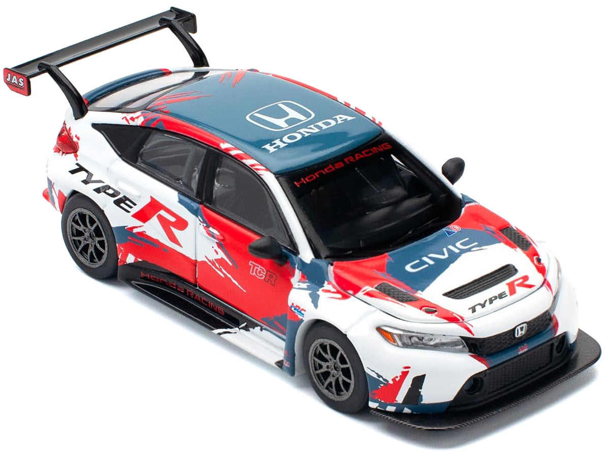 Honda Civic Type R TCR "Presentation" White with Graphics 1/64 Diecast Model Car by Pop Race