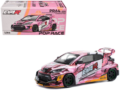 Toyota Goodride GR Yaris RHD (Right Hand Drive) "EVA RT Production Model-08" Pink Metallic with Graphics 1/64 Diecast Model Car by Pop Race