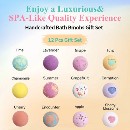 Bath Bomb Gift Set 12 Pack Handmade Aromatherapy Spa Bombs