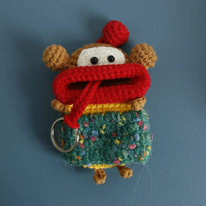 Funny Fruit Sausage Mouth Crochet Keychain Key Holder
