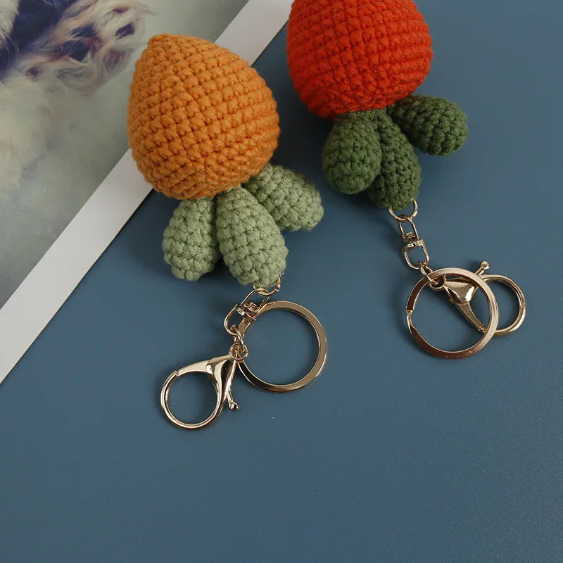 Cute Fruit Crochet Keychain Strawberry Cherry Bag Charm