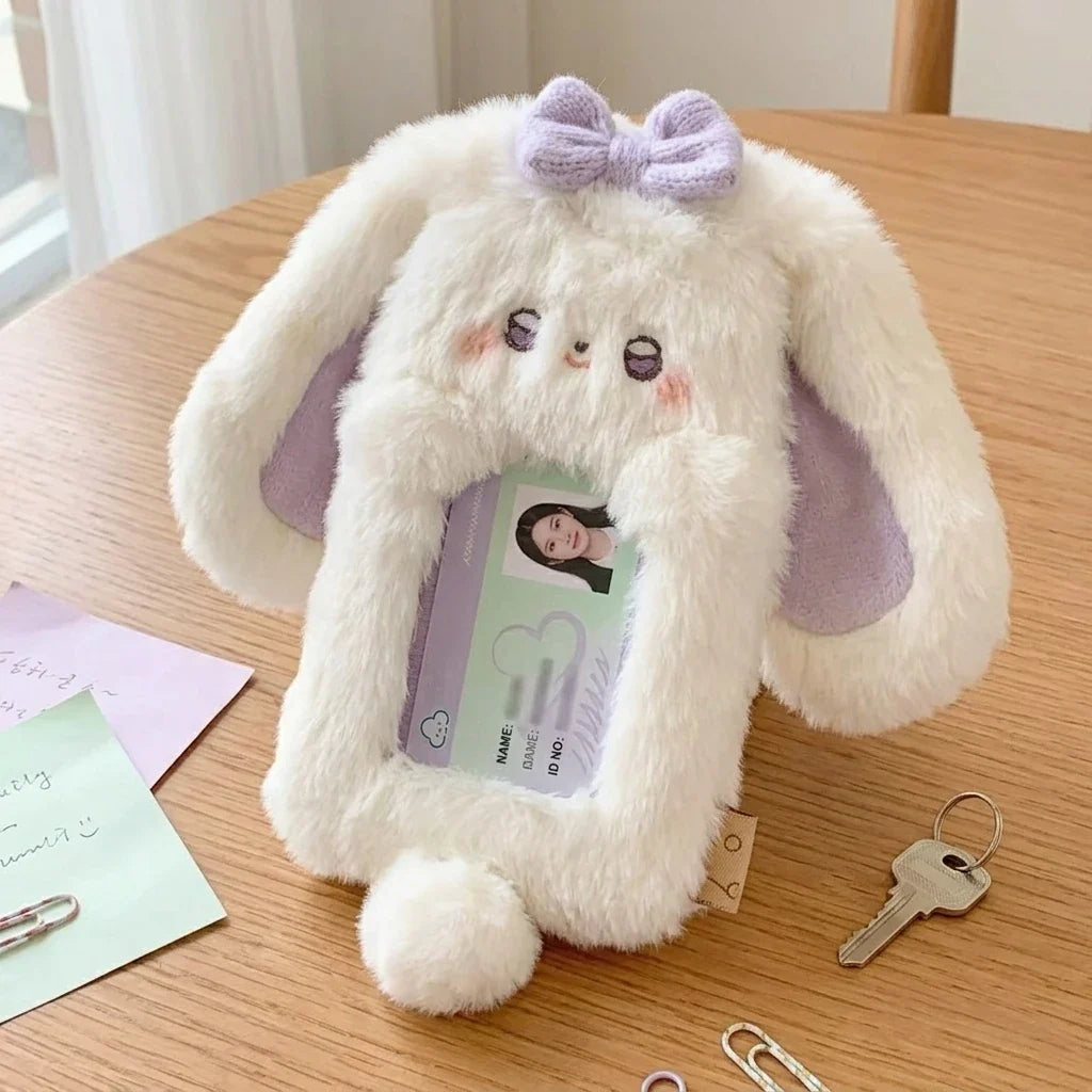 Rabbit Plush Card Holder Cute Bunny Student ID Holder