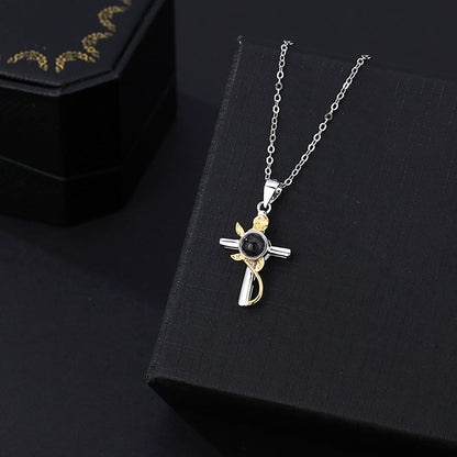 Customizable Photo Cross Projection Necklace  Pendant Jewelry