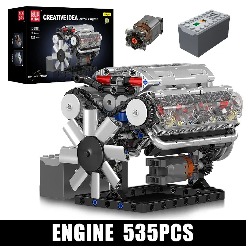 Mould King 10088 The V8 Engine Building Block Assembly Technical Car Brick Set Educational Car Engine Toys Kids Christmas Gift