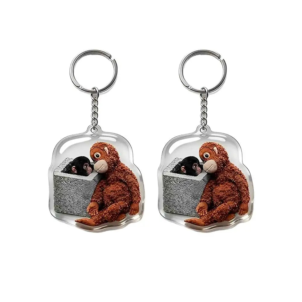 Funny Monkey Crochet Keychain Cute Backpack Charm