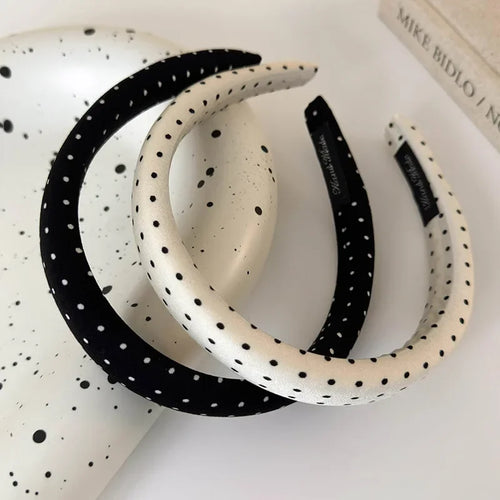 Retro Satin Polka Dot Sponge Headband for Women