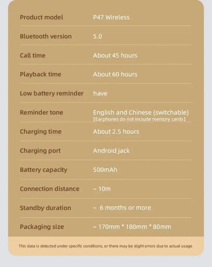 Multifunctional Portable Foldable Headmounted Wireless Bluetooth 5.0 Headset For Bluetooth connection TF Card Wired Connection