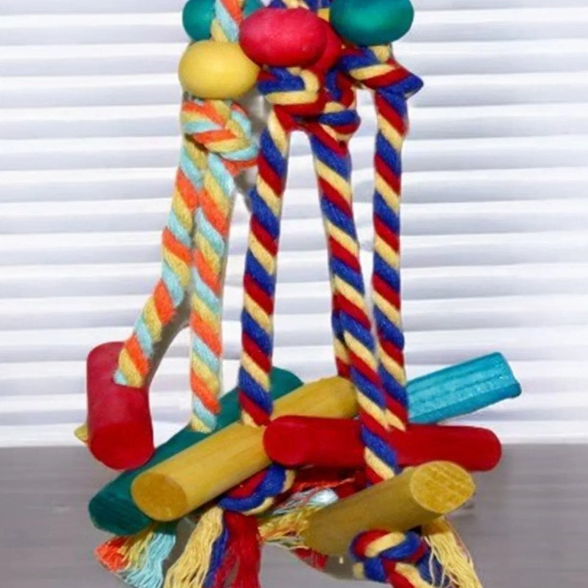 Natural Wood Rope Bird Climbing Toy for Parrots and Small Birds