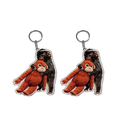 Funny Monkey Crochet Keychain Cute Backpack Charm