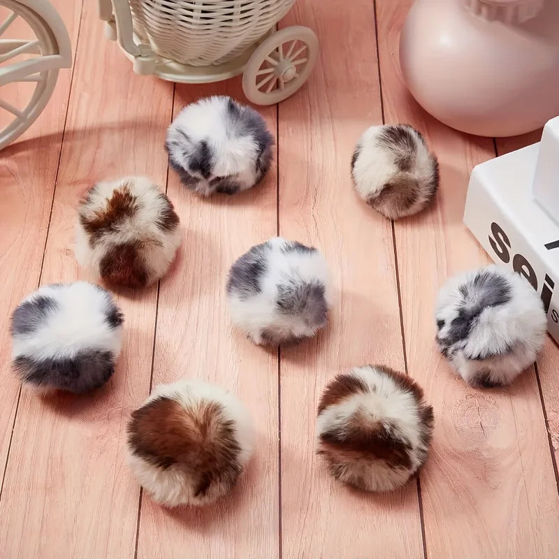 3PCS Leopard Plush Cat Toy Balls for Interactive Indoor Play