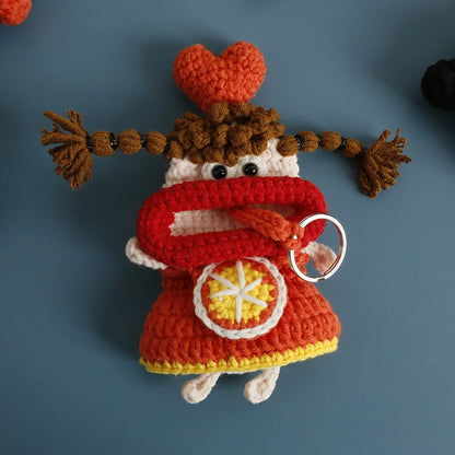 Funny Fruit Sausage Mouth Crochet Keychain Key Holder