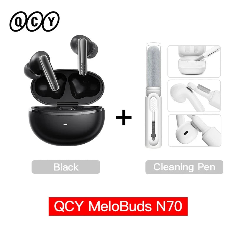 QCY MeloBuds N70 Adaptive ANC Wireless Earbuds Bluetooth 6.0 LDAC Hi-Res Audio 6 Mics Wireless Charging Earphones 50Hrs IPX5