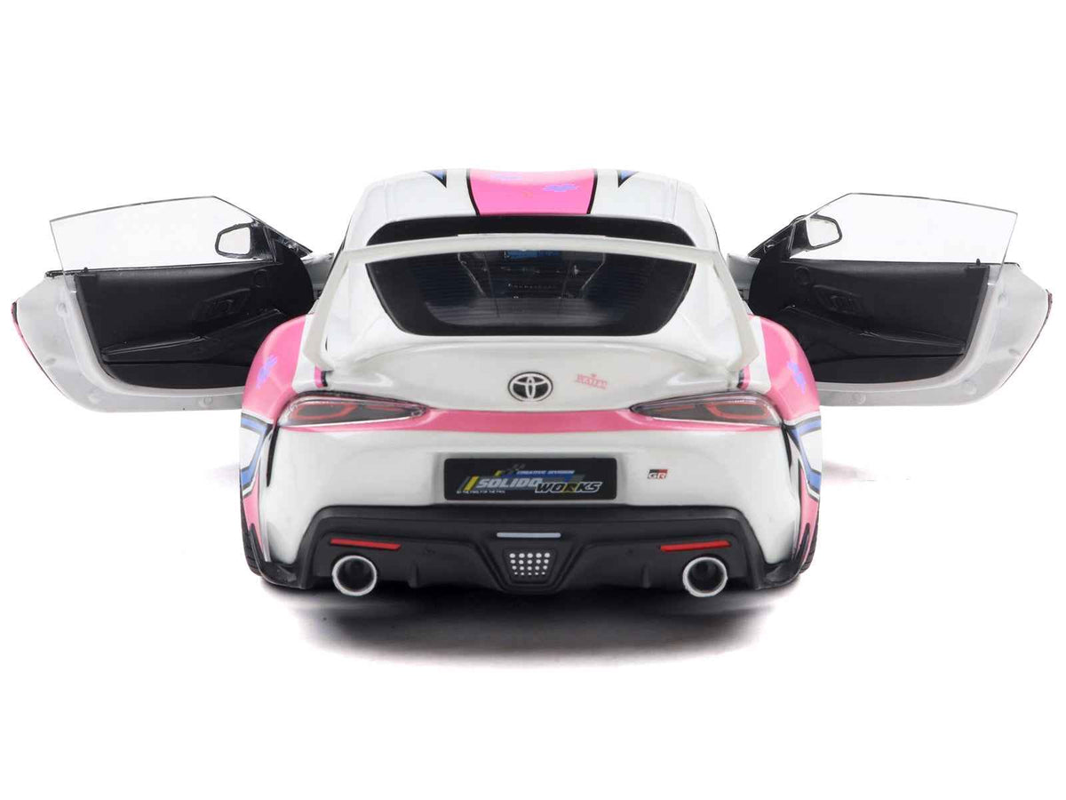 2024 Toyota GR Supra "Itasha" White with Graphics "StreetFighters" 1/18 Diecast Model Car by Solido