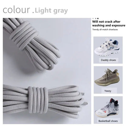 1 Pair New Round Shoe laces for Sneakers Yezy 350 Original Shoelaces for Shoes Polyester Solid Off White Laces Sport Shoestrings
