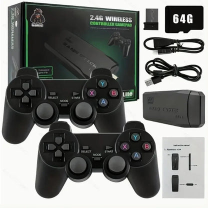4K Retro Game Console Wireless Gaming Stick with Dual Controllers