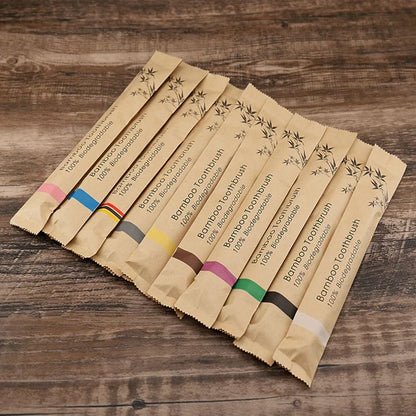 Bamboo Toothbrushes Soft Bristles  Toothbrush Eco Friendly Biodegradable Wooden Handle Teeth Whitening Brush