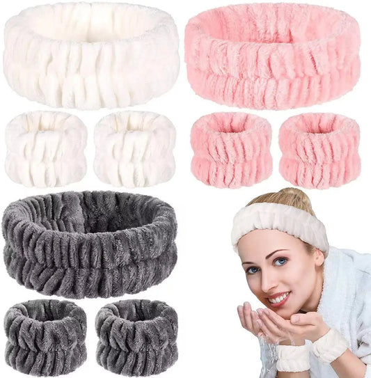 Face Wash Headband & Absorbent Wristband Spa Set