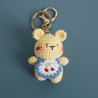 Cute Bear Couple Crochet Keychain Matching Animal Charm