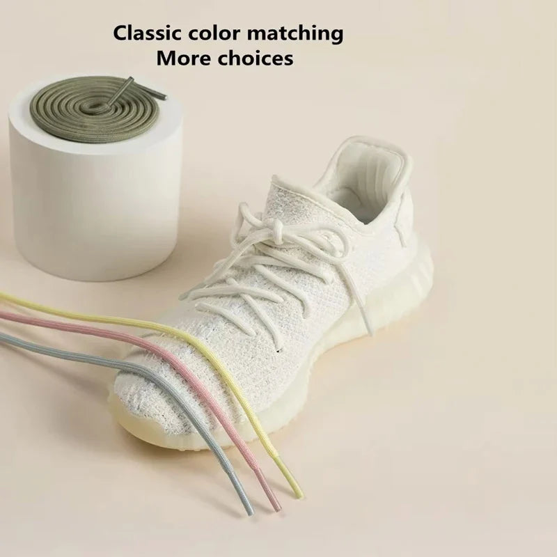 1 Pair New Round Shoe laces for Sneakers Yezy 350 Original Shoelaces for Shoes Polyester Solid Off White Laces Sport Shoestrings