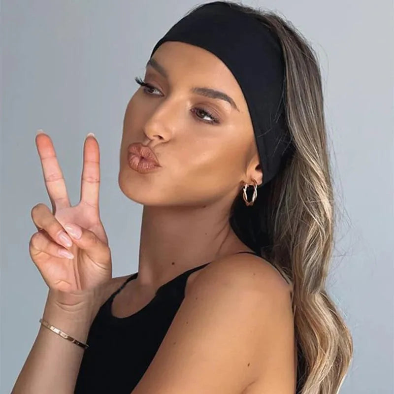 Women's Solid Color Elastic Turban Yoga Headband