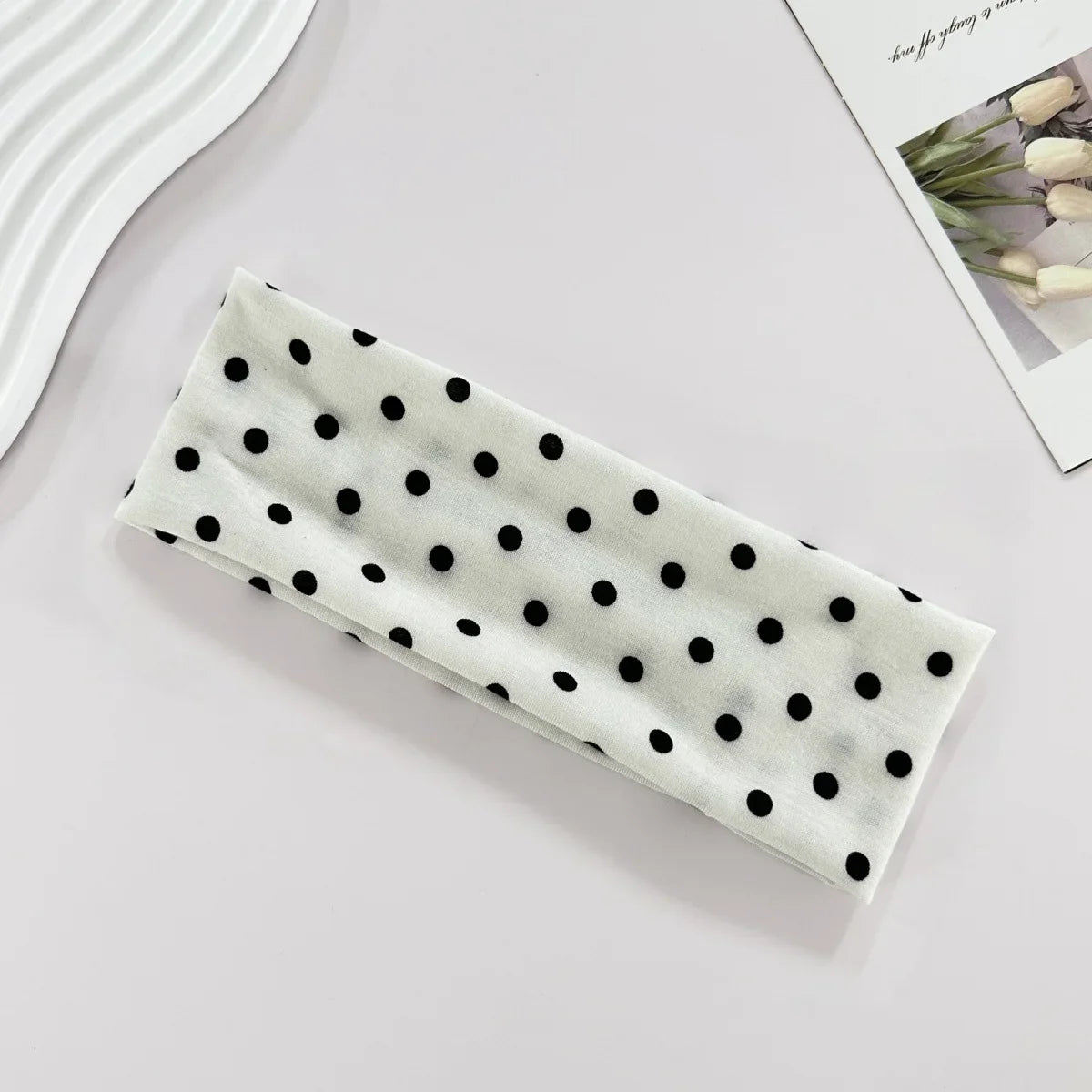 Polka Dot Yoga Elastic Sweat-Absorbing Headband for Women