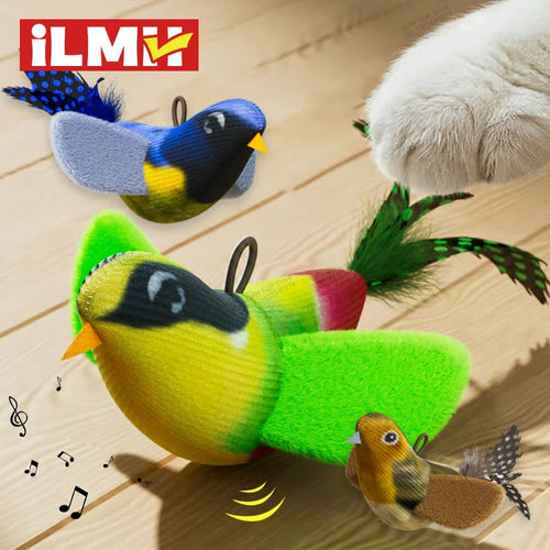 Interactive Wall Hanging Bird Cat Toy with Catnip for Indoor Play