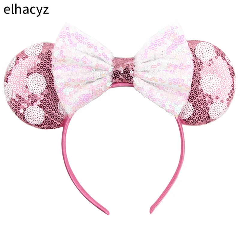 Embroidered Sequin Ears Bow Headband for Women & Girls