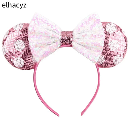 Embroidered Sequin Ears Bow Headband for Women & Girls