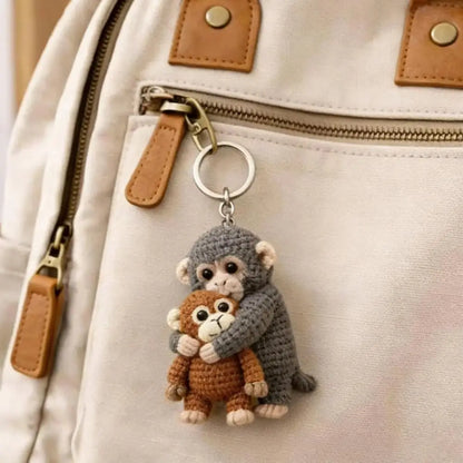 Funny Monkey Crochet Keychain Cute Backpack Charm