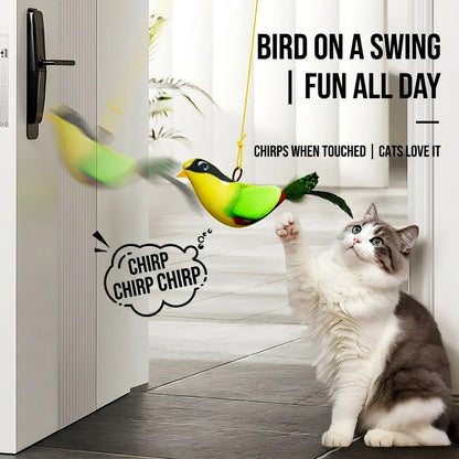 Interactive Wall Hanging Bird Cat Toy with Catnip for Indoor Play