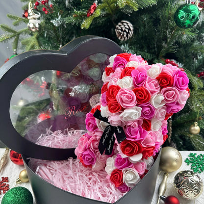 Rose Bear Gift 25cm Artificial Teddy Rose Bear with Box