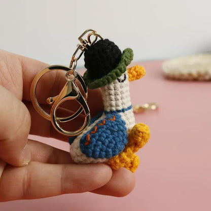 Cute Crochet Parrot Keychain Handmade Bird Bag Charm