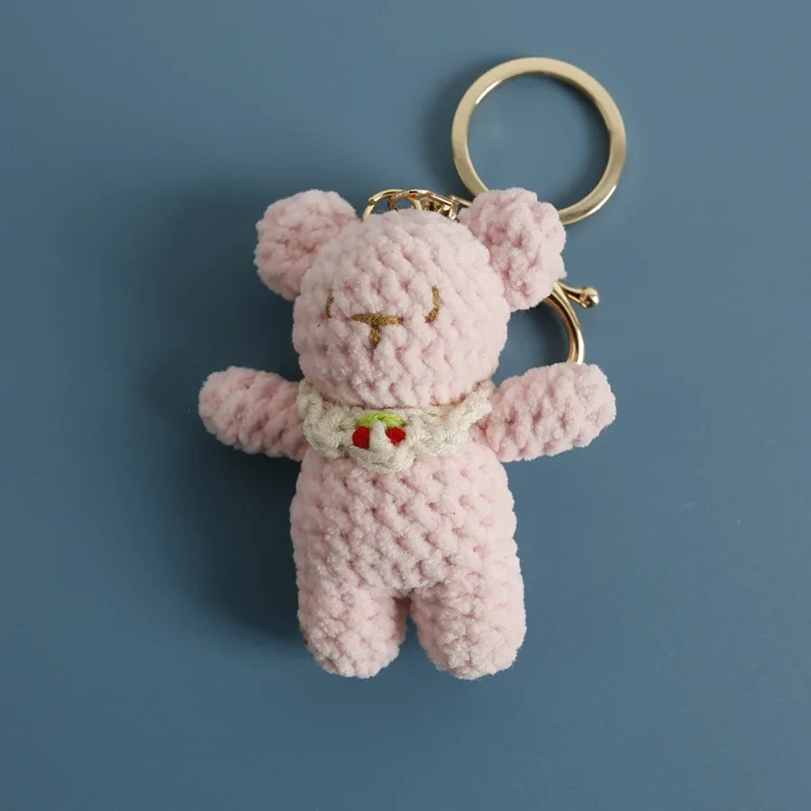 Cute Bear Couple Crochet Keychain Matching Animal Charm