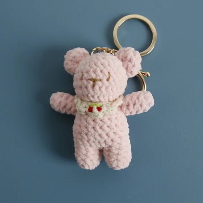 Cute Bear Couple Crochet Keychain Matching Animal Charm