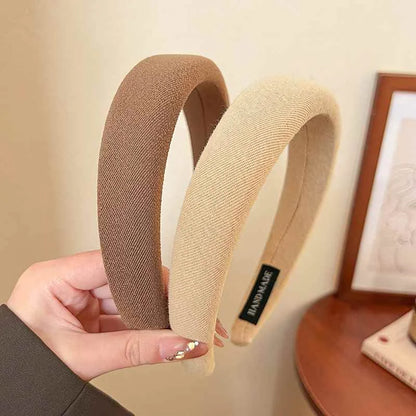 Solid Color Sponge Wide Headband for Women