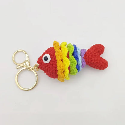 Funny Squid Crochet Keychain Cute Ocean Bag Charm
