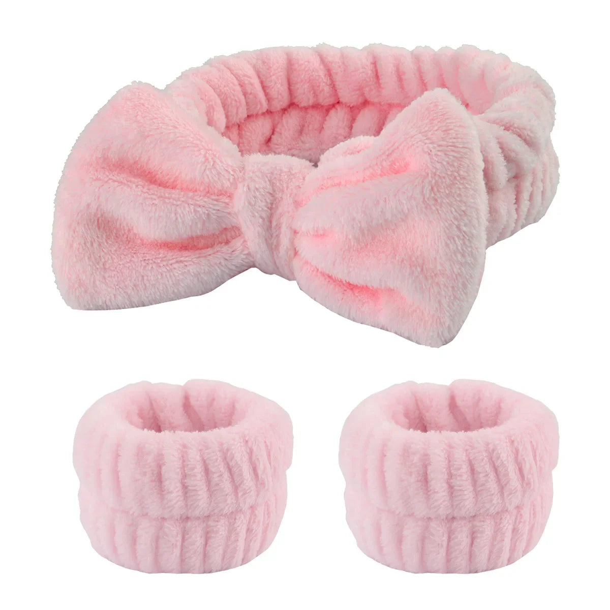 Coral Fleece Face Wash Headband & Absorbent Wristband Set