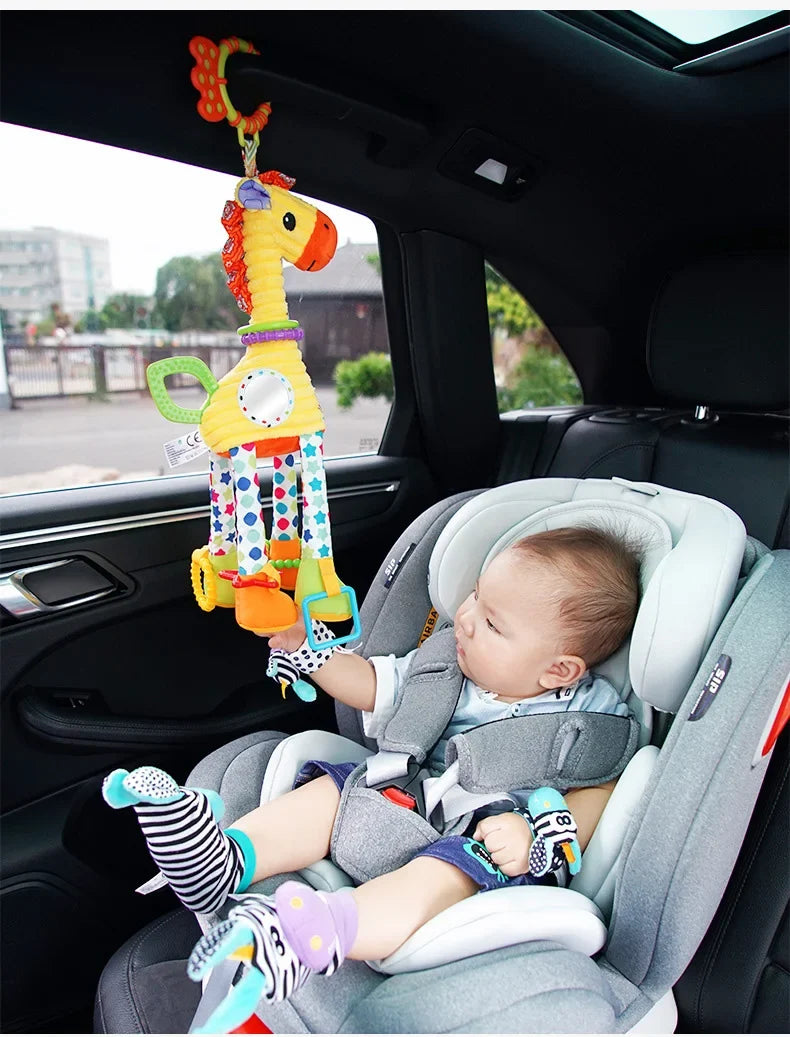 Baby Plush Rattle Toy with Teether Giraffe Zebra Handbell