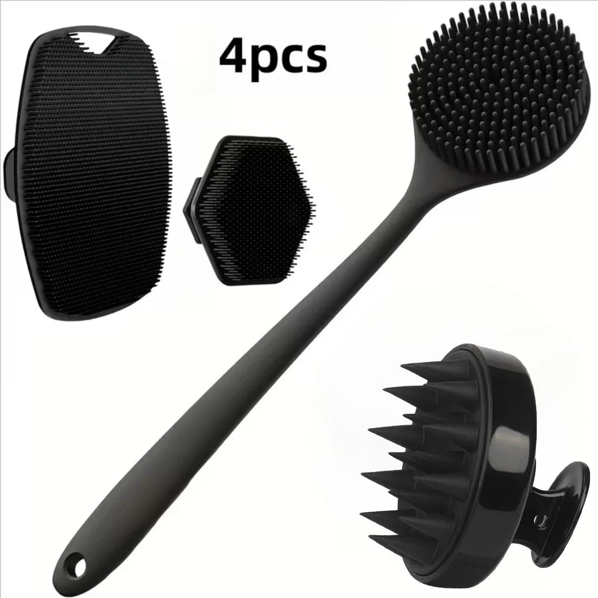 Silicone Body Scrubber Set 4PCS Exfoliating Bath Brushes