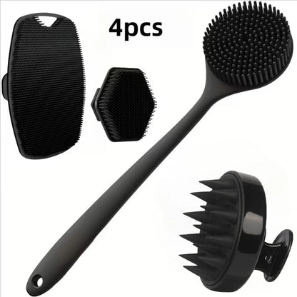 Silicone Body Scrubber Set 4PCS Exfoliating Bath Brushes