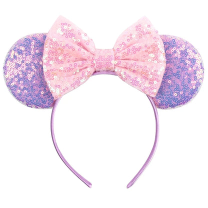 Cartoon Sequin Mouse Ears Headband with Bow