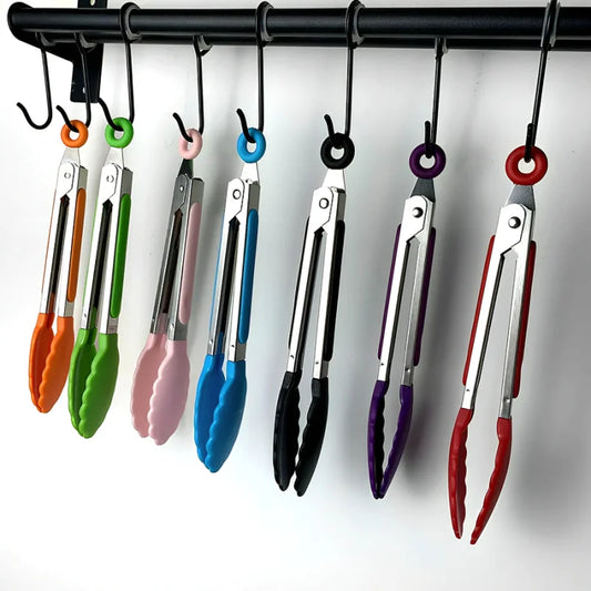 Anti-Slip Stainless Steel Cooking and Serving Tongs for Kitchen