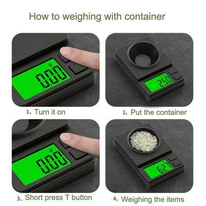 Precision Pocket Scale 1000g X 0.01g - Digital Gram Food Jewelry Ounces/Grains Scale with Backlit LCD - Mini Scale for Travel