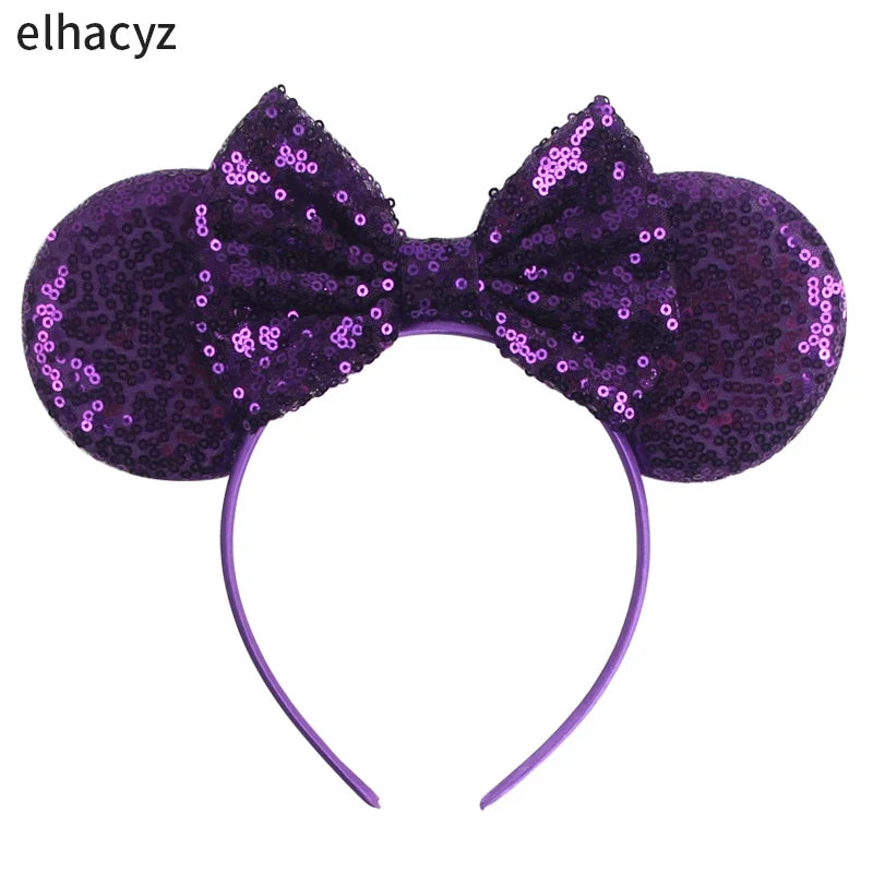 Embroidered Sequin Ears Bow Headband for Women & Girls