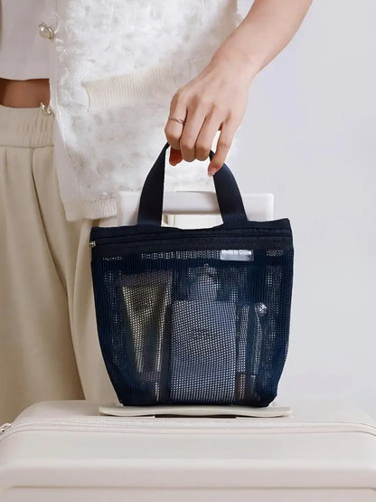 HOMEFISH Mesh Makeup Toiletry Storage Bags Handbags Portable Travel Washing Body Shower Tools Organizer Hanging Organizer Pouch