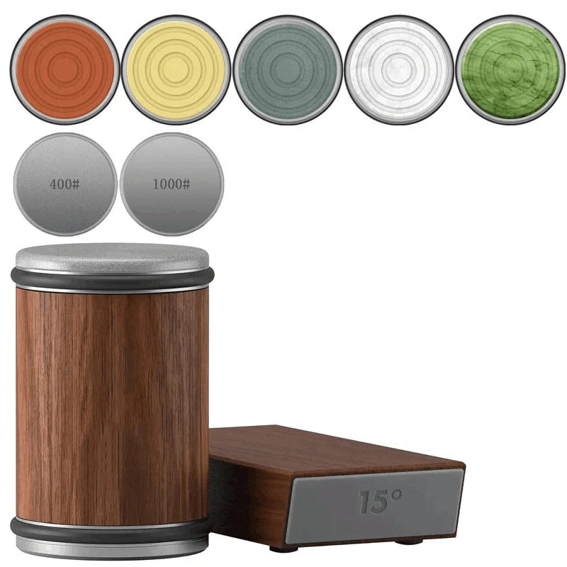 Rolling Knife Sharpener Kit – Magnetic Diamond Sharpening Stone with 15° & 20° Angle Guide