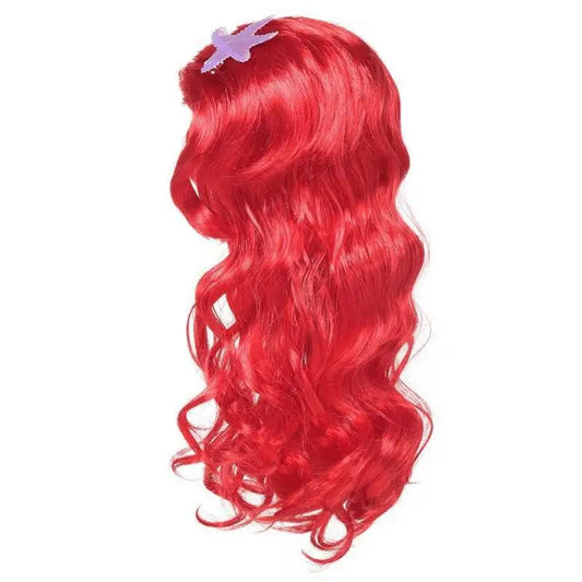 Long Red Curly Mermaid Cosplay Wig with Starfish Accessories